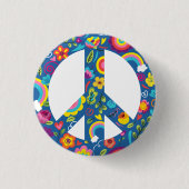 Hippy 60er Boho Peace Sign Button (Vorderseite)