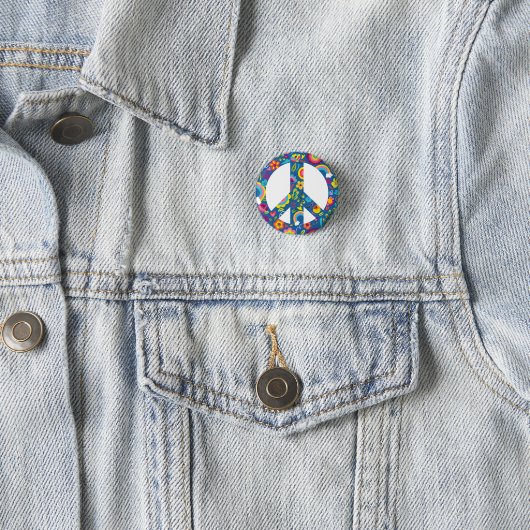 Hippy 60er Boho Peace Sign Button (Beispiel)