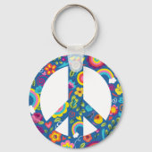 Hippy 60er Boho Peace Sign Schlüsselanhänger (Vorderseite)