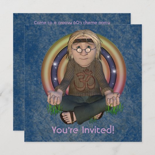 Hippy-60s-Square-Party Einladungen (Vorne/Hinten)