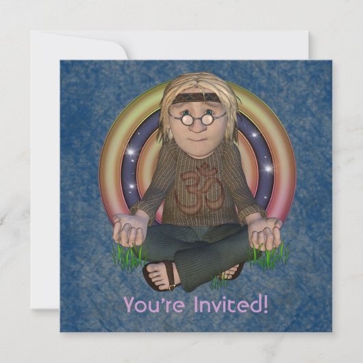 Hippy-60s-Square-Party Einladungen (Vorderseite)