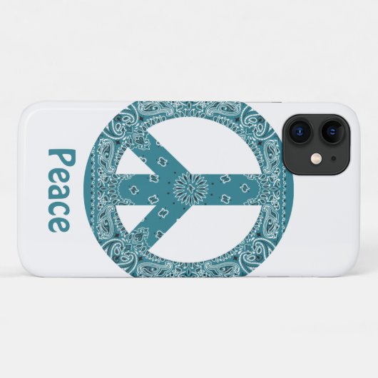 Hippy Bandanna Peace Sign Aquamarin Case-Mate iPhone Hülle (Rückseite (Horizontal))