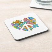 Hippy Blume Peace Sign Herz Getränkeuntersetzer (Linke Seite)