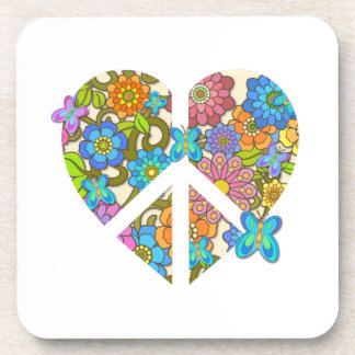 Hippy Blume Peace Sign Herz Getränkeuntersetzer