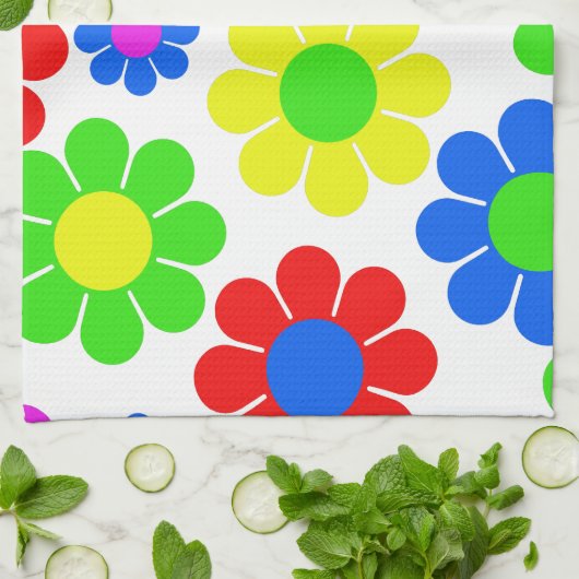 Hippy Blumen-Collage Geschirrtuch (Gefaltet)