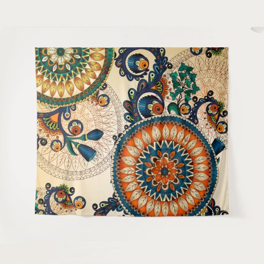 Hippy Bohemischer Friedensmandela Boho Chic Wandteppich (Vorderseite (Horizontal))