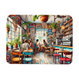 Hippy Café in Miami Watercolor Magnet