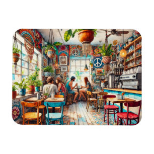 Hippy Café in Miami Watercolor Magnet