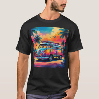 Hippy Camping Van Outdoor Travel Retro T-Shirt