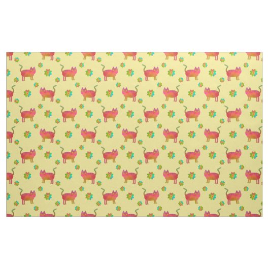 Hippy Cat im Sommer Stoff (Fat Quarter (45,7 x 55,9 cm))