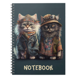 Hippy Cat Spiral Foto Notebook Notizblock