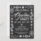Hippy-Chic dekoriertes Chalkboard Garden Party Einladung (Vorderseite)