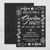 Hippy-Chic dekoriertes Chalkboard Garden Party Einladung (Vorne/Hinten)
