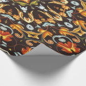 Hippy Chic Zendala orange Blätter Blumenmandala Geschenkpapier (Ecke)