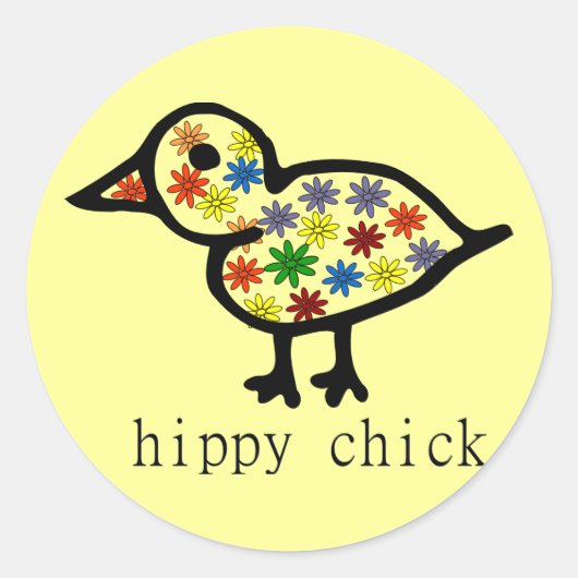 Hippy Chick Runder Aufkleber (Vorderseite)
