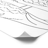 Hippy Chick Womans Portrait Line Art Färbung Seite Poster (Ecke)