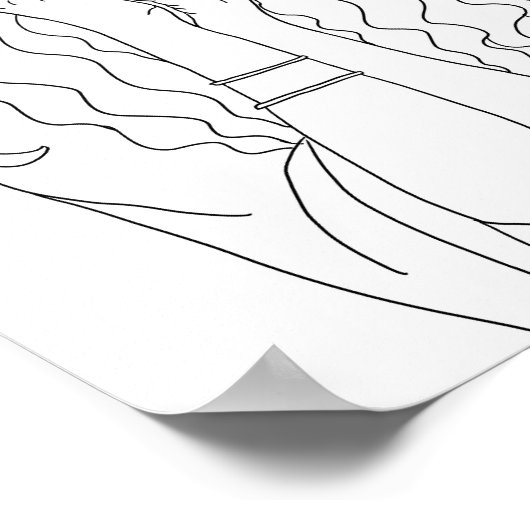 Hippy Chick Womans Portrait Line Art Färbung Seite Poster (Ecke)