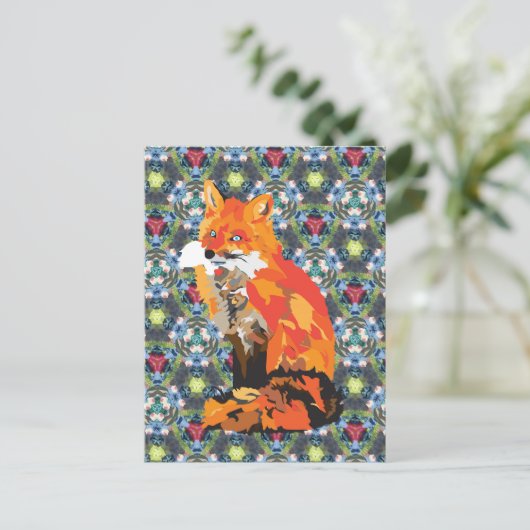 Hippy Fox Postkarte (Stehend Vorderseite)
