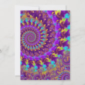 Hippy-Fraktal-Muster Lila Türkis & Gelb Einladung (Rückseite)