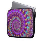 Hippy Fraktal-Muster-lila Türkis u. Gelb Laptopschutzhülle (Vorderseite Links)