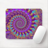 Hippy Fraktal-Muster-lila Türkis u. Gelb Mousepad (Mit Mouse)