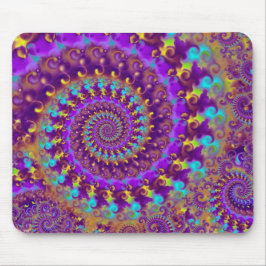 Hippy Fraktal-Muster-lila Türkis u. Gelb Mousepad