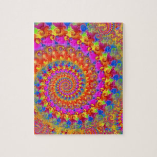 Hippy Fraktal-Muster-Rosa-Türkis u. Gelb Puzzle