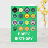 Hippy Friedenszeichen-60ergeburtstag Karte (Gelbe Blume)