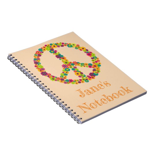 Hippy Friedenszeichen-Blumen Notizblock (Rechte Seite)