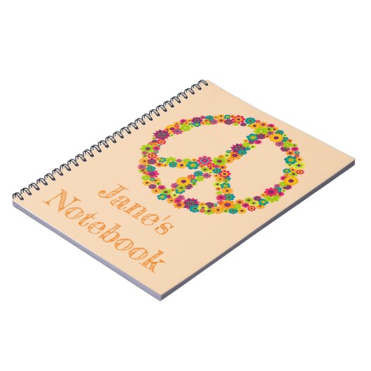 Hippy Friedenszeichen-Blumen Notizblock (Linke Seite)