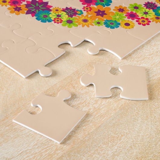 Hippy Friedenszeichen-Blumen Puzzle (Seite)
