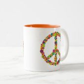 Hippy Friedenszeichen-Blumen Zweifarbige Tasse (VorderseiteRechts)
