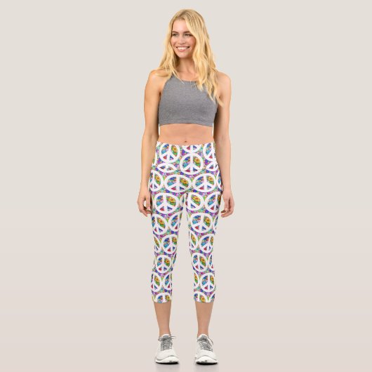 Hippy-Friedenszeichen Capri Leggings (Vorderseite)