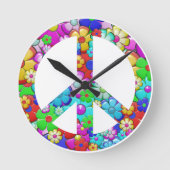 Hippy-Friedenszeichen Runde Wanduhr (Vorderseite)