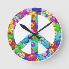 Hippy-Friedenszeichen Runde Wanduhr