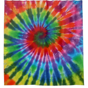 Hippy Gefärbte Krawatte 60er Retro Colorful Boho Duschvorhang