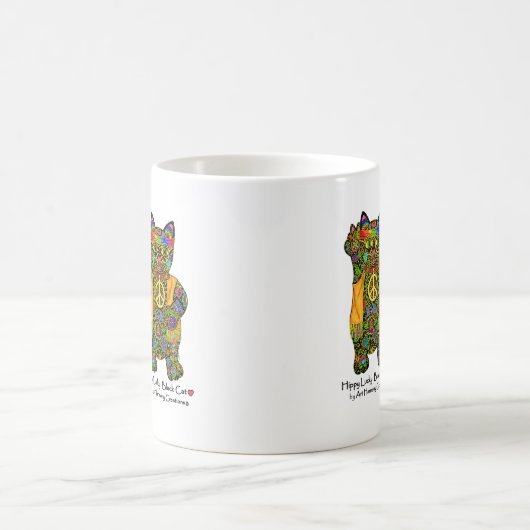 Hippy glückliche schwarze Katzen-Kaffee-Tasse Kaffeetasse (Mittel)