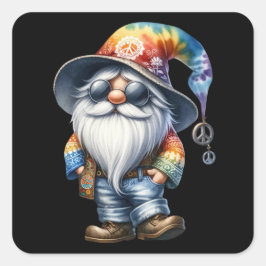 Hippy Gnome Quadratischer Aufkleber