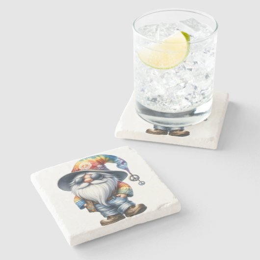 Hippy Gnome Steinuntersetzer (Seitenansicht)