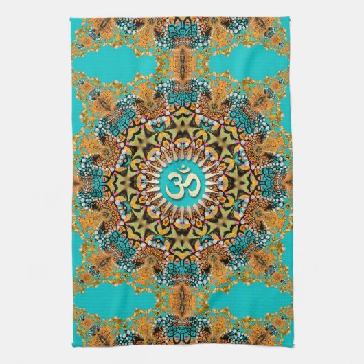 Hippy Goa Psychedelic Batik OM Stoffbanner Geschirrtuch (Vertikal)