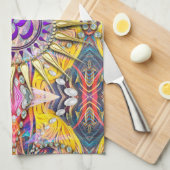 Hippy Goa Solar Lila OM Cloud-Banner Geschirrtuch (Viertel Falte)