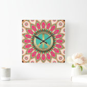 Hippy Groovy Liebe & Peace Sunflower Wall Blume Quadratische Wanduhr (Zuhause)