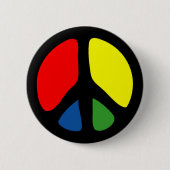 Hippy Groovy Peace Symbol Button (Vorderseite)