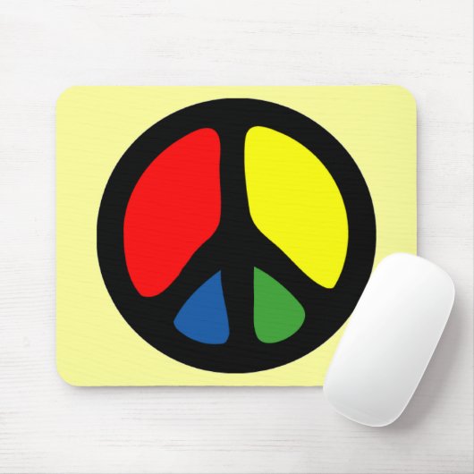 Hippy Groovy Peace Symbol Mousepad (Mit Mouse)