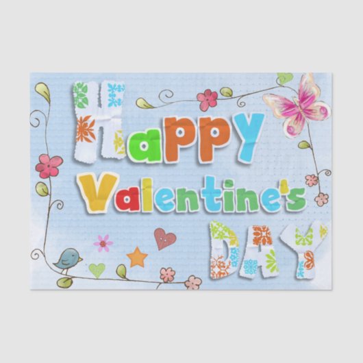 Hippy Groovy Style Happy Valentine's Day Seidenpapier (Vorderseite)