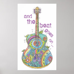 Hippy Guitar 14" x 24" Poster