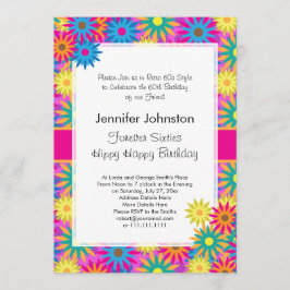 Hippy Happy Birthday 1960s Retro 60th BDay Party Einladung