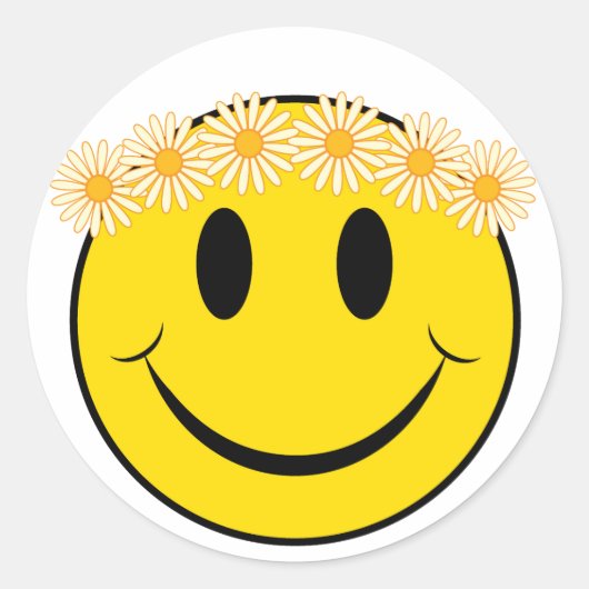 Hippy Happy Face Runder Aufkleber (Vorderseite)