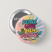 Hippy Hen Party Hen do 1970er Dekorationen Button (Vorne & Hinten)