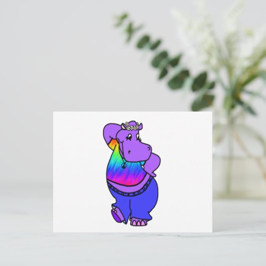 Hippy Hippo Postkarte (Stehend Vorderseite)